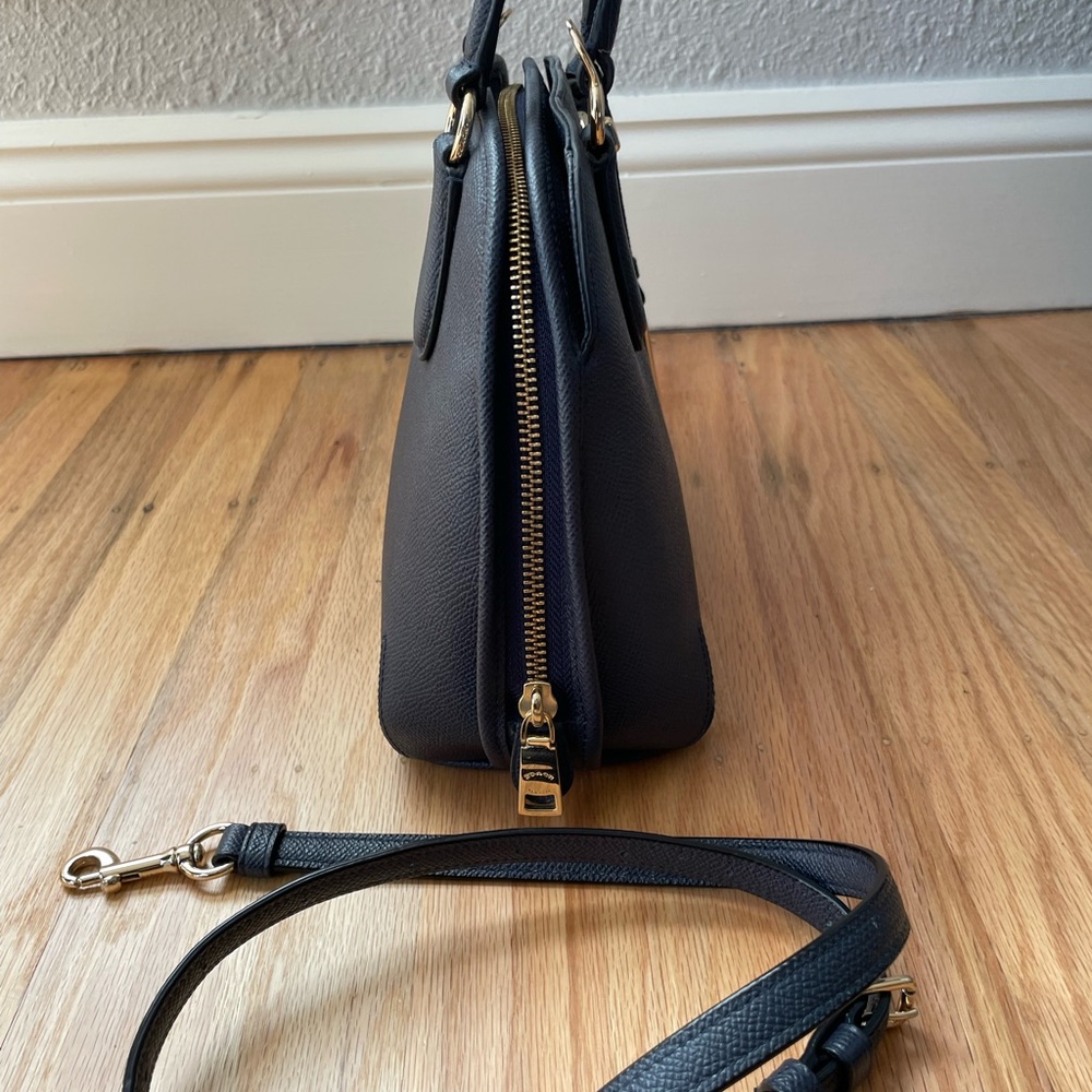 EUC Coach "Prince Street" | Crossbody/Satchel Purse | Navy Crossgrain Leather - Picture 3 of 9
